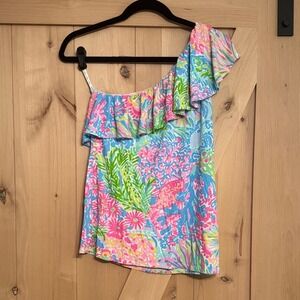Lilly Pulitzer One-Shoulder Ruffle Top